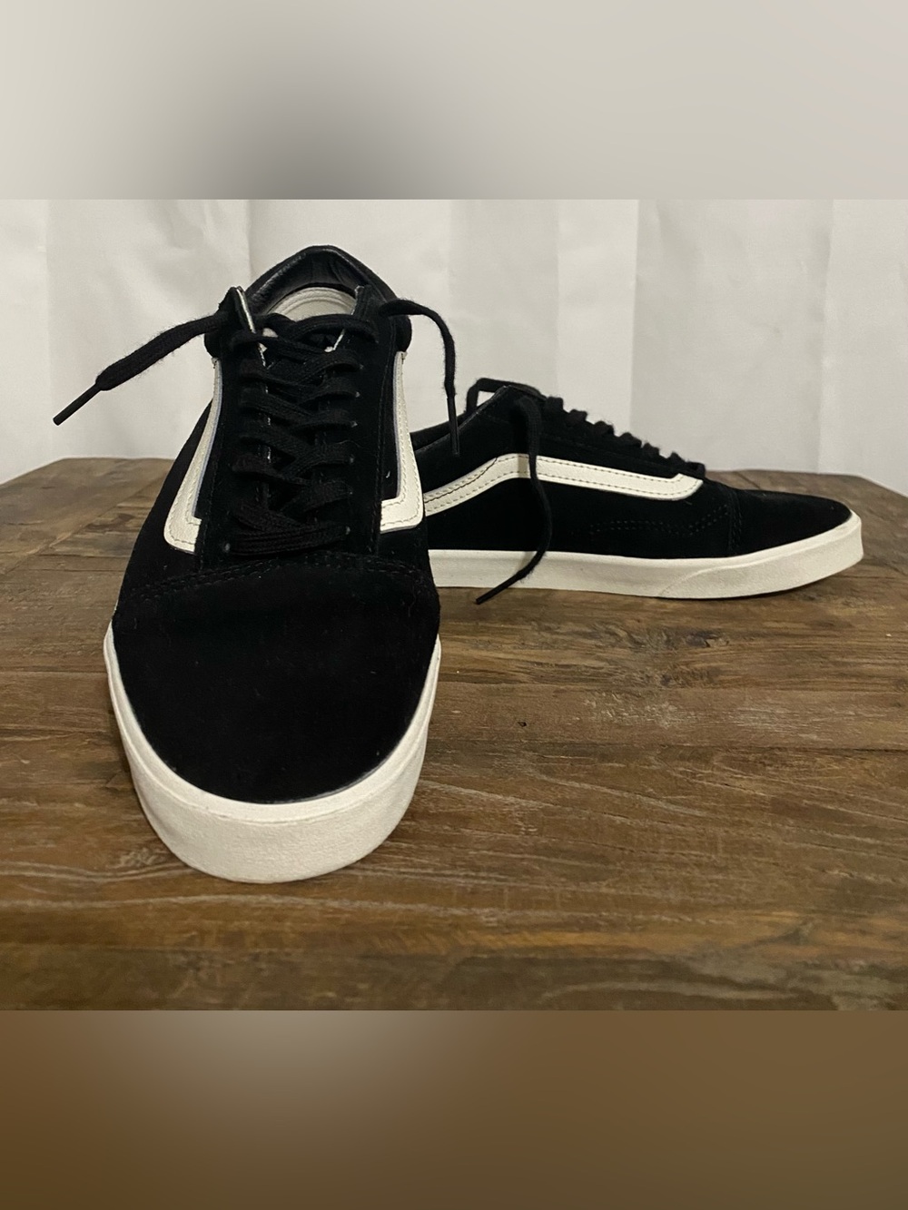 Vans Black and White Suede Low-Top Sneakers